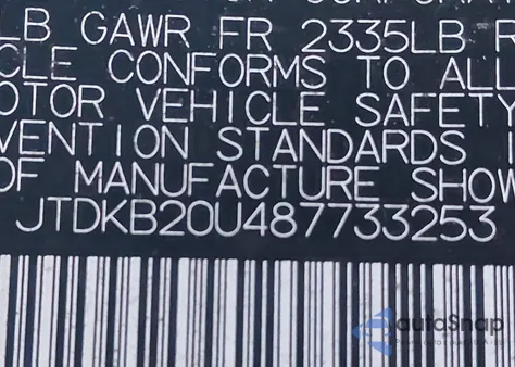 2008 Toyota Prius from USA, damaged, VIN JTDKB20U487733253